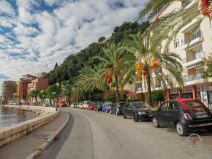 Tree lined streets on the waterfront of Villefranche-sur-mer